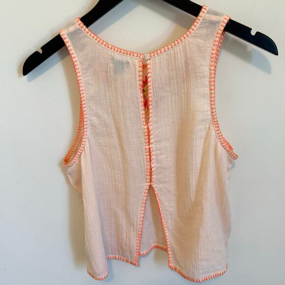 Aerie Crop Tank Woman’s XS Beige & Floral Split Back Embroidered %100 cotton - Picture 7 of 10